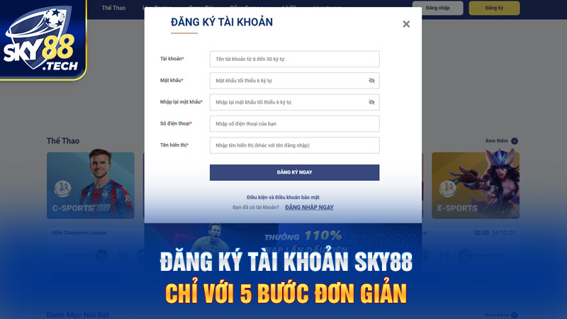 Đăng ký tài khoản SKY88 chỉ với 5 bước đơn giản